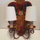 Paire d'appliques montagne vintage bois peint