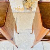 Pair of Louis XV style bedside tables in oak