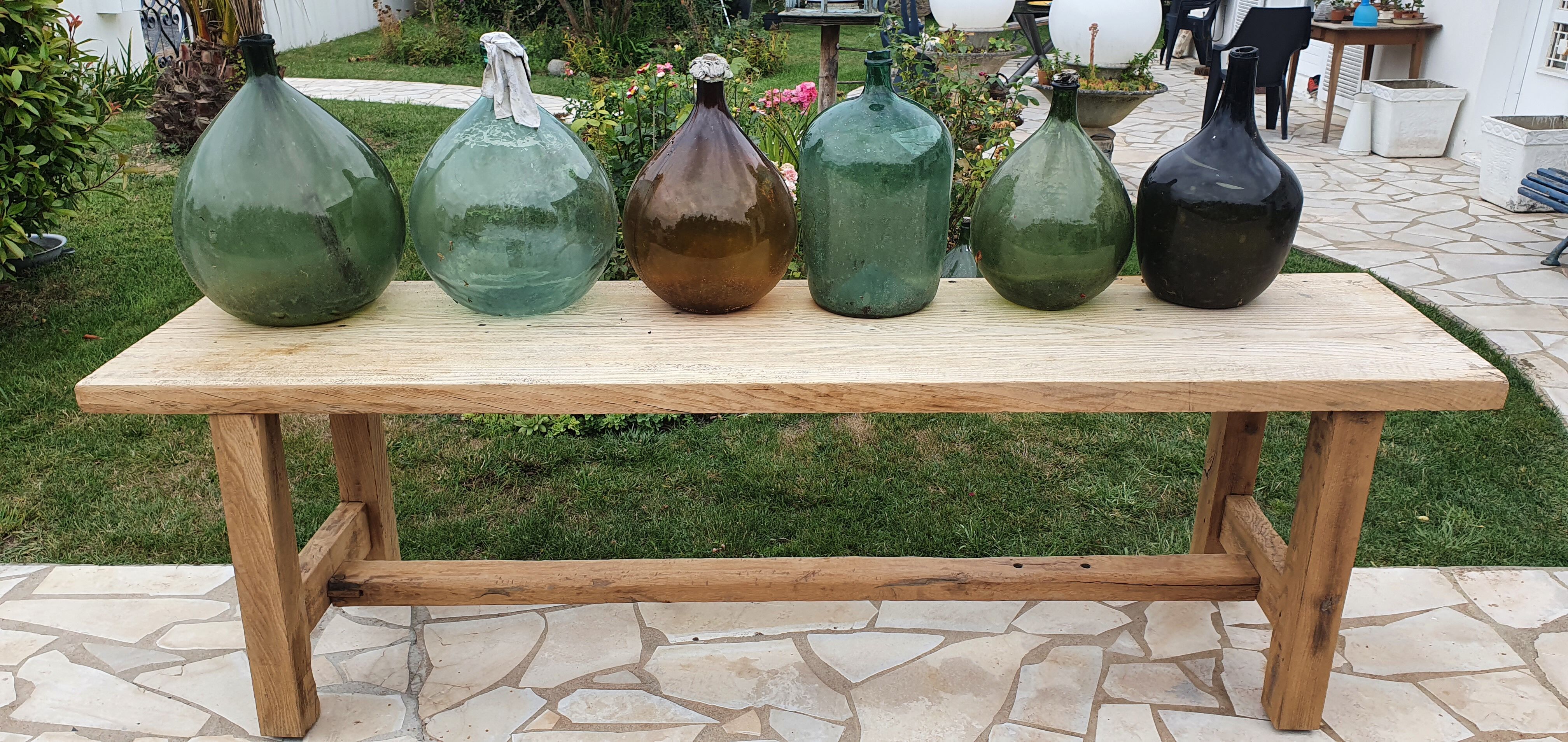 Loom table in solid oak 240 x 58 cm. 1920.