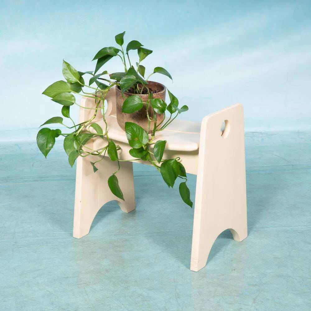 Vintage pine stool, Swedish design by Gilbert Marklund, 1960s.