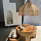 Quadripod coffee table in solid wood monoxyl natural color (dark)