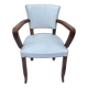 Art deco bridge armchair skai ivory white and solid wood 1930s