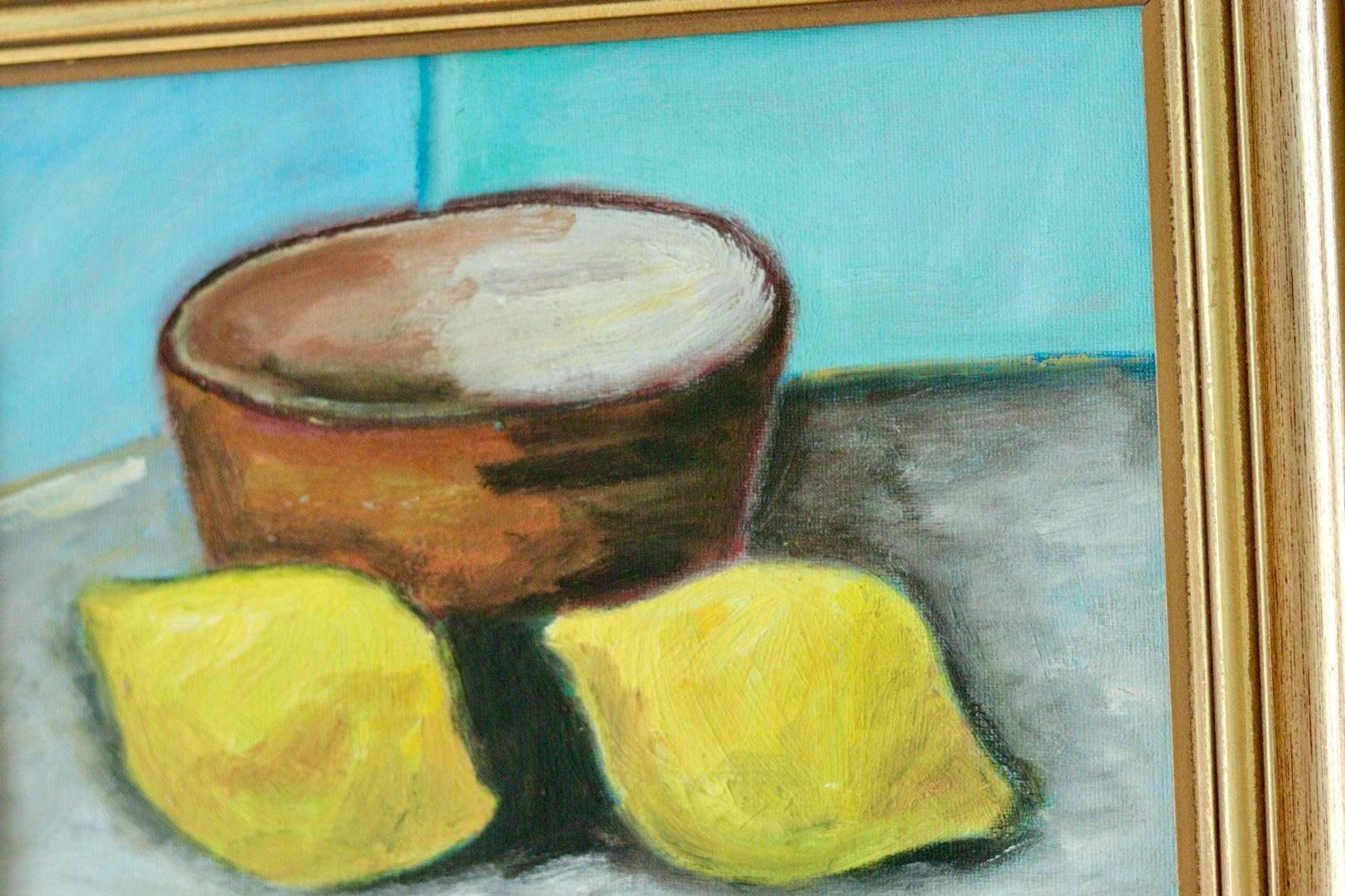 Nature morte européenne originale à l'huile sur panneau de Hans Haussdal