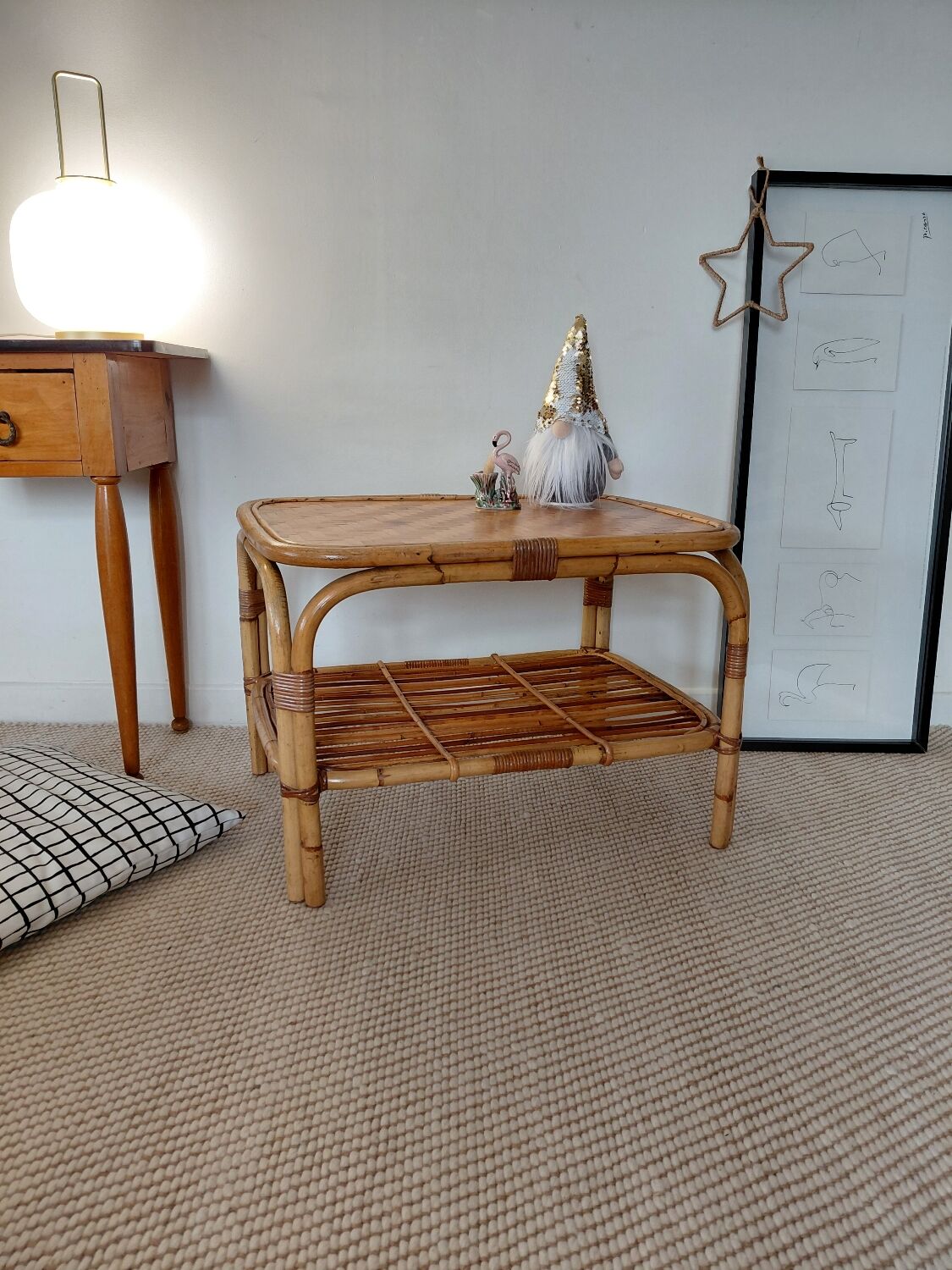 Vintage rattan coffee table