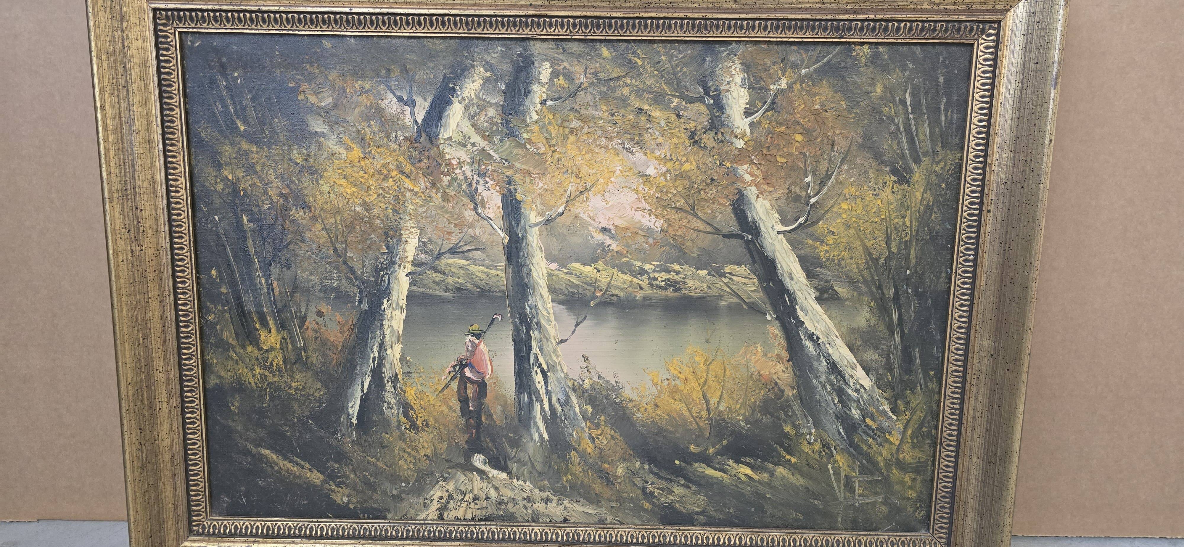 Dipinto d’atmosfera "Paesaggio Autunnale" – Vintage anni '70 con Cornice Do