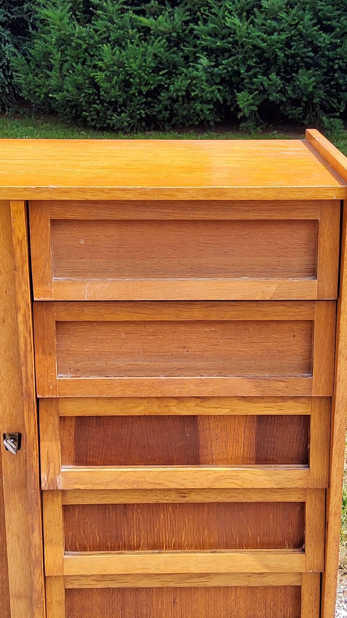 Vintage Golden Blond Oak Chest of drawers Feet Compass 6 Drawers 1 Door 50s