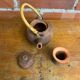 Antique terracotta teapot + bamboo handle, vintage japanese style