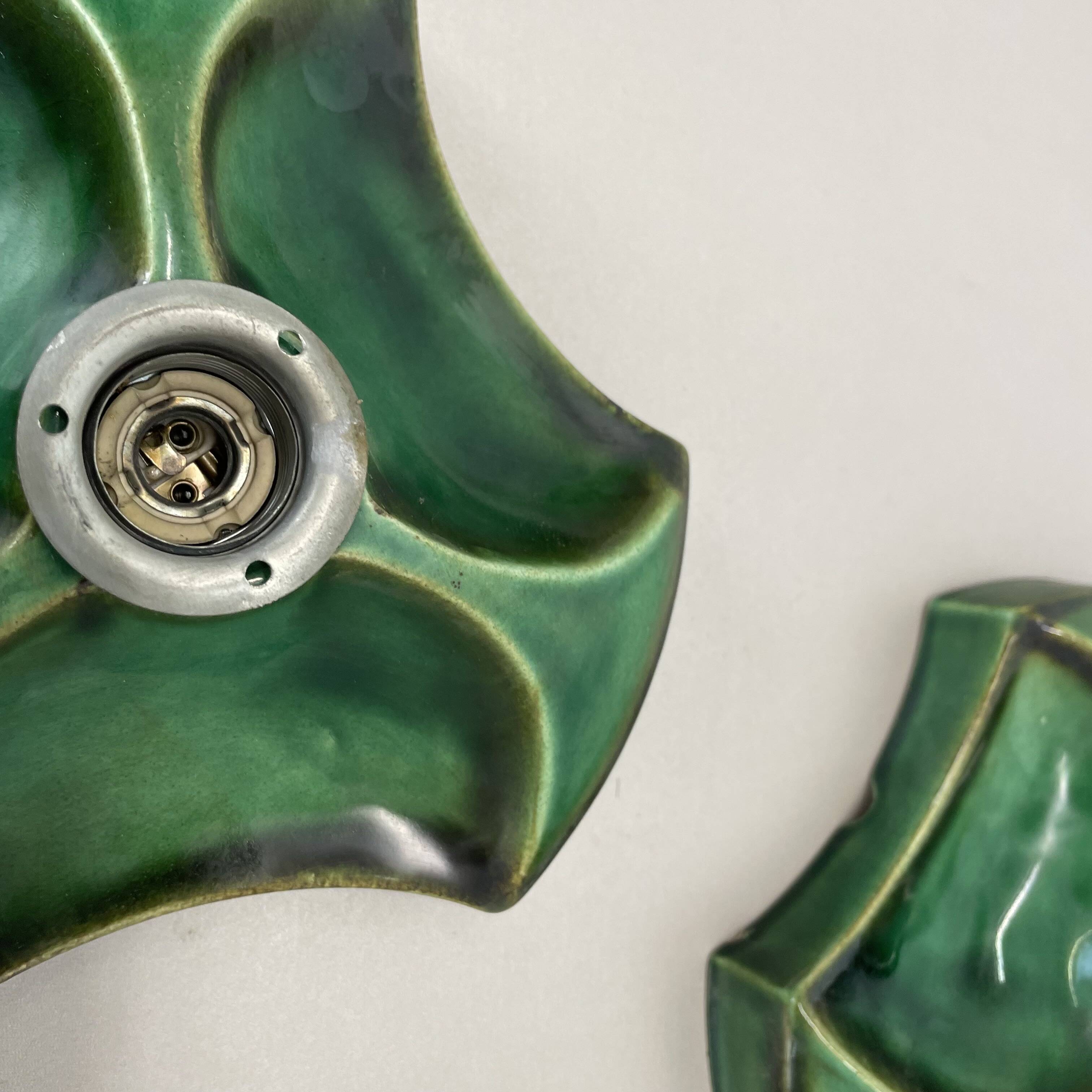 Set of Two Modernist Ceramic Fat Lava Wall Lights by Pan Ceramics, Germany