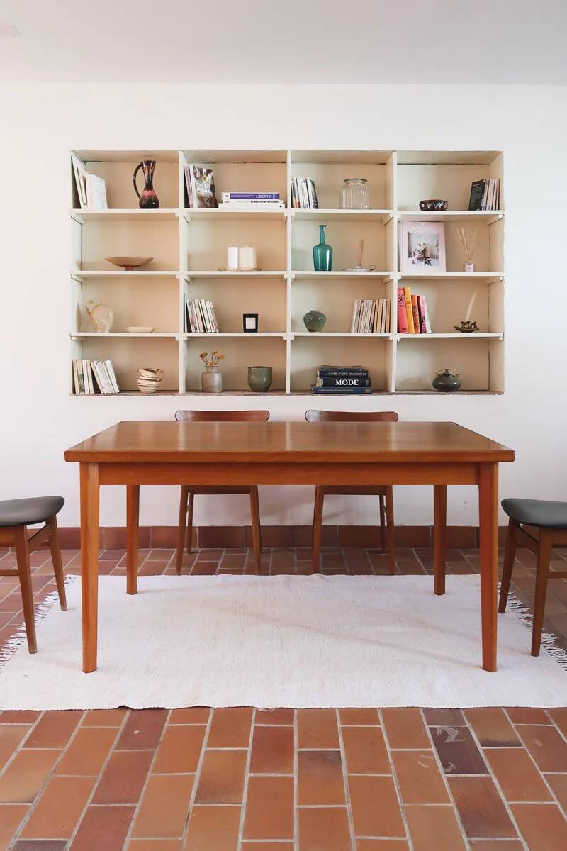 Table à manger scandinave extensible en teck années 60