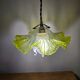 Double tulip light suspension - Transparent fluted glass at the edges.