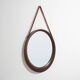 Round wall mirror with leather strap, 1960s