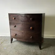 Antique Mahogany Bow Front Chest of 3 Drawers Georgian c1800-1830 Splay Fee
