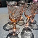 6 antique Rosaline liqueur glasses – vintage pink glass – 50s/60s