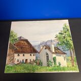 Aquarelle de montagne vintage