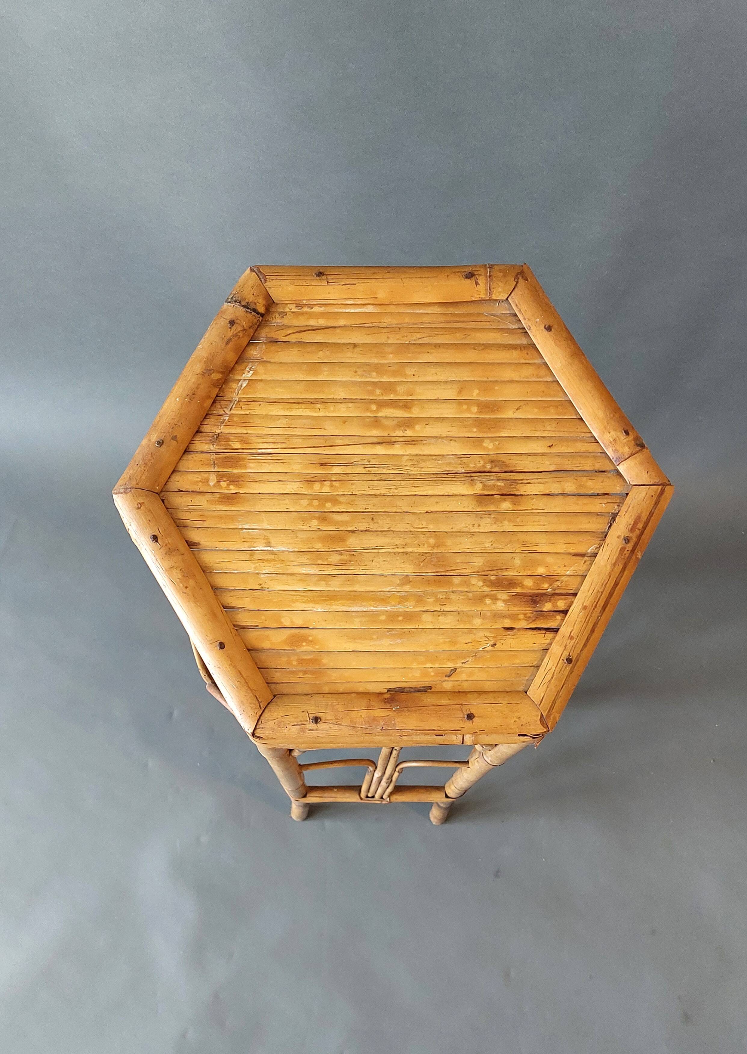 Vintage bamboo pedestal table.