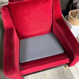 Set of 3 airborne velvet red armchairs