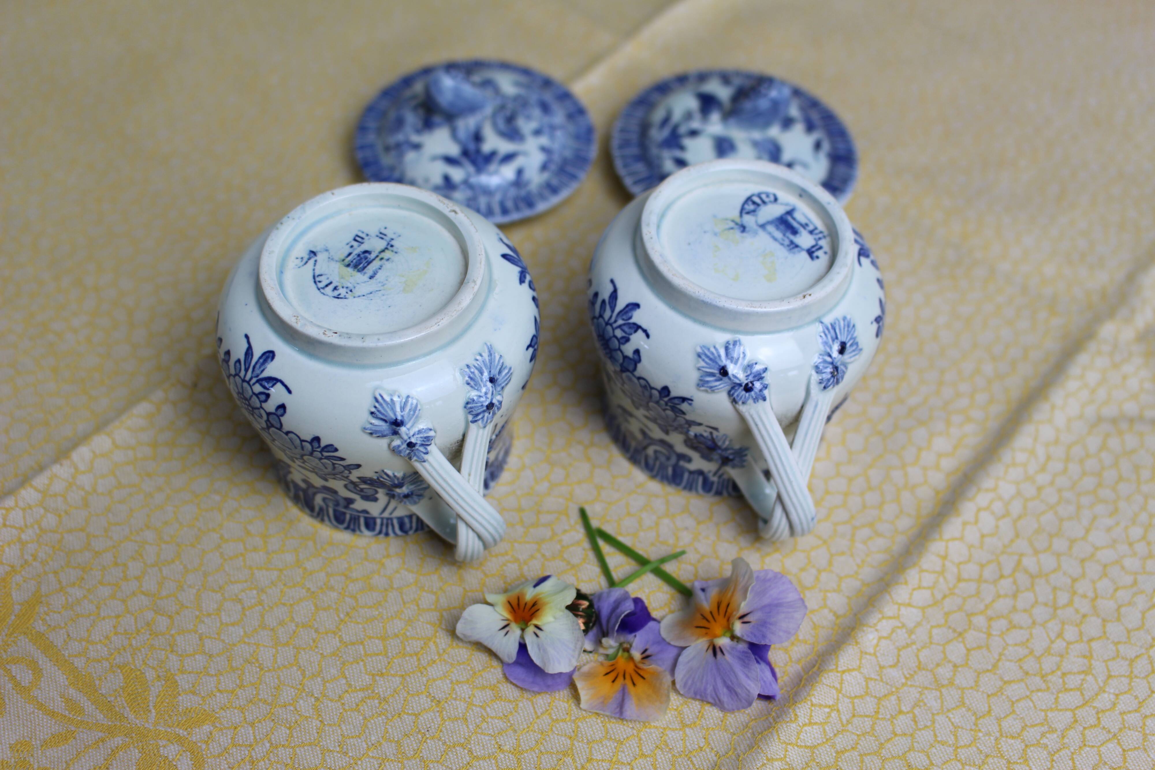 2 monogrammed "Gien" condiment jars