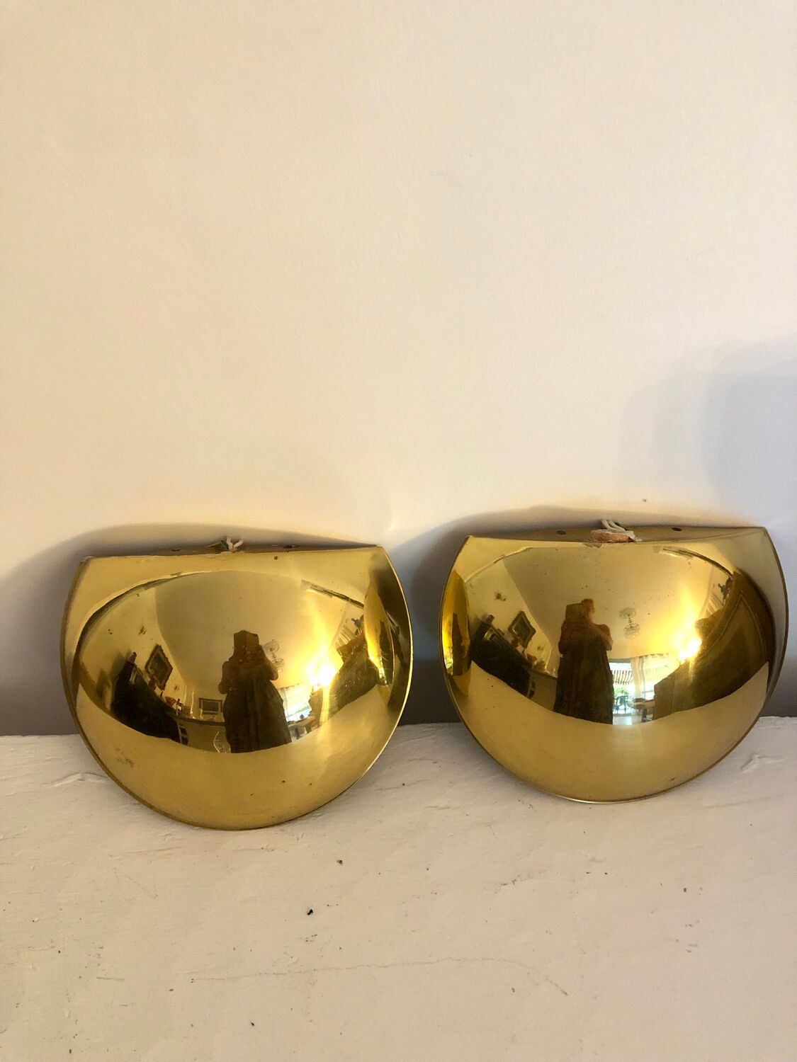 Half moon golden brass wall lights Italy 60/70.