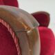 1950s, Danish relax armchair, cherry-red furniture velour, dark beech wood.