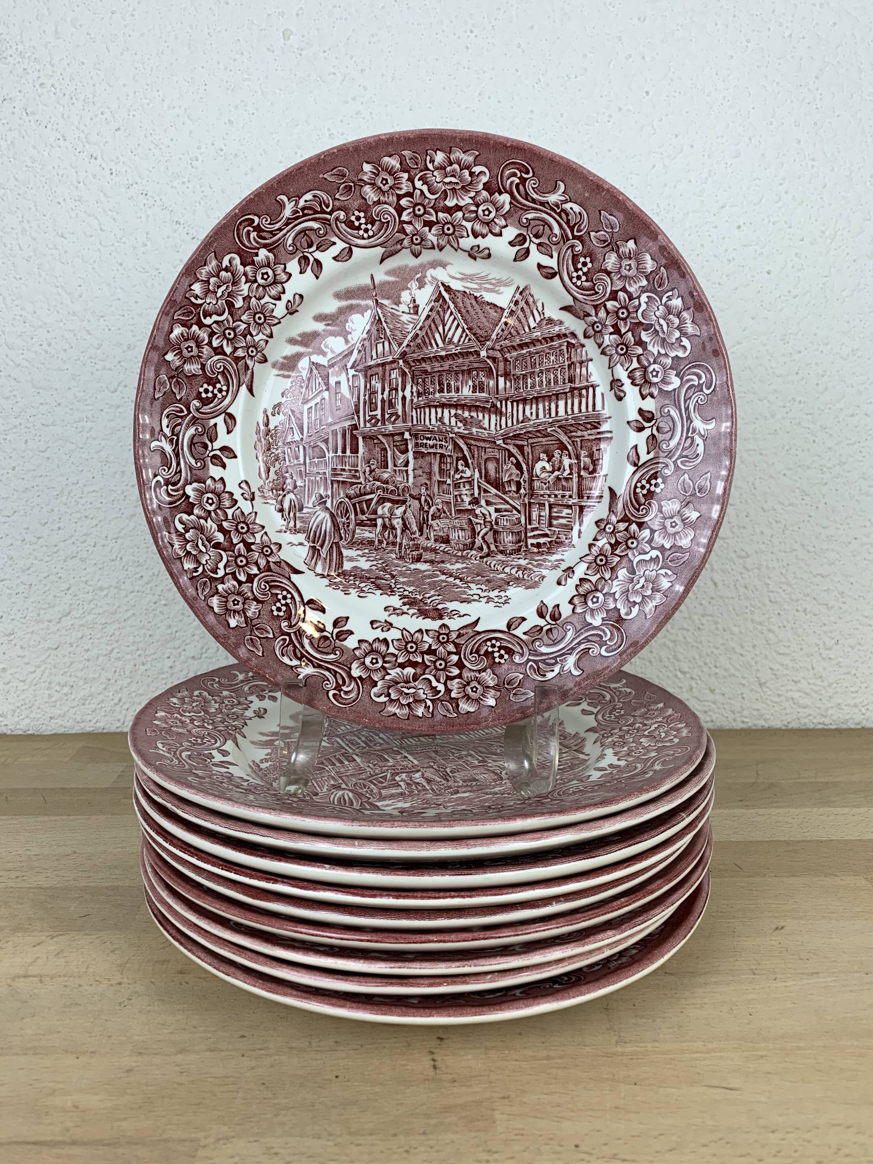 10 plates earth of iron red Royal Tudor model 17th century England ironstone