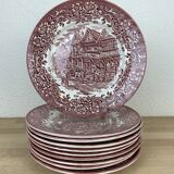 10 plates earth of iron red Royal Tudor model 17th century England ironstone