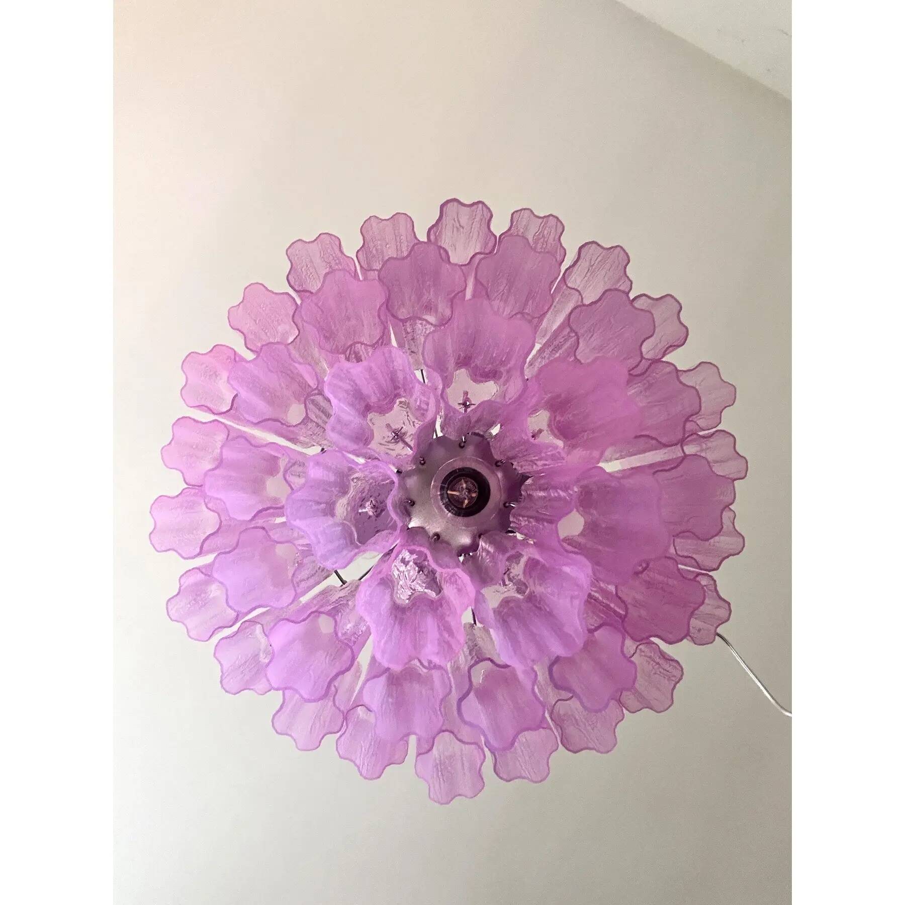 Contemporary Scenographic Fuxsia “Tronchi” Murano Glass Chandelier in Venom