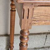 Desk, pine table, turned wooden legs, vintage, 70s