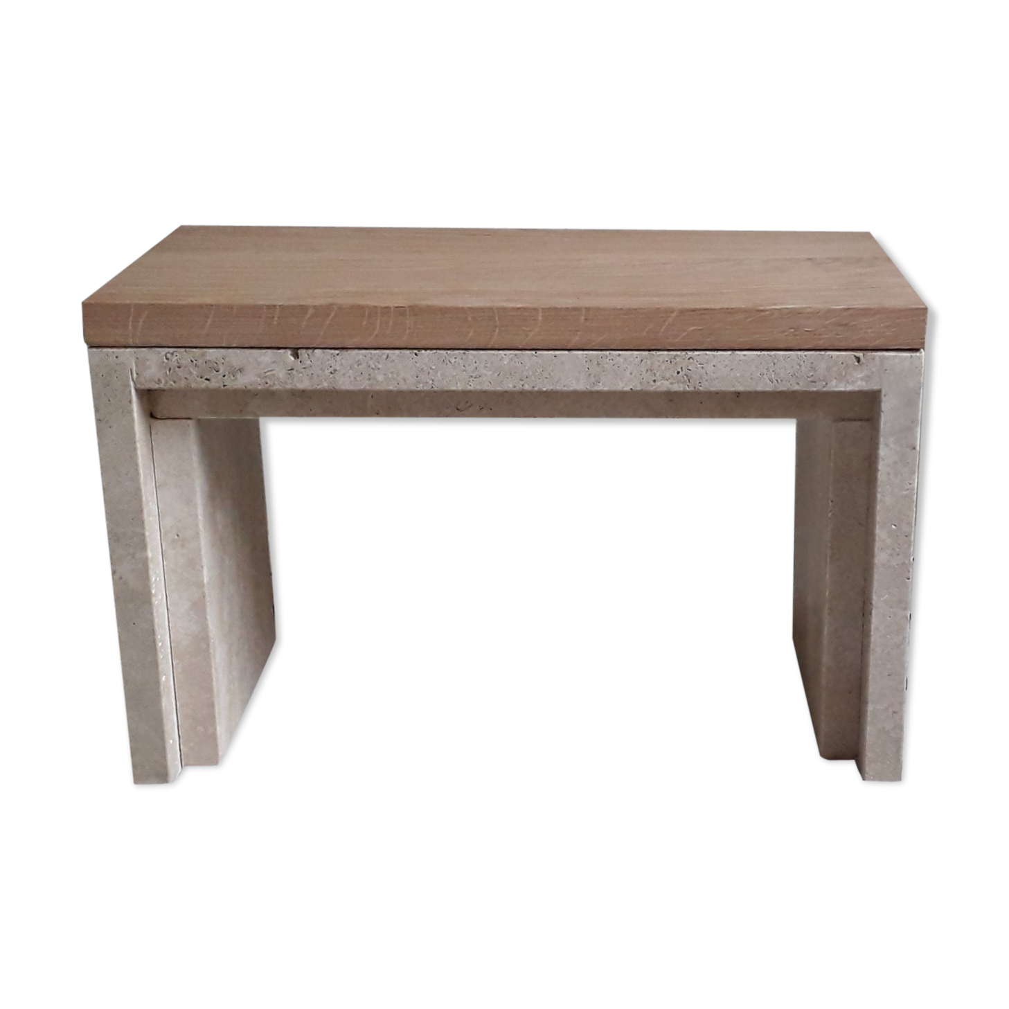 Oak and travertine coffee table