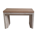 Oak and travertine coffee table