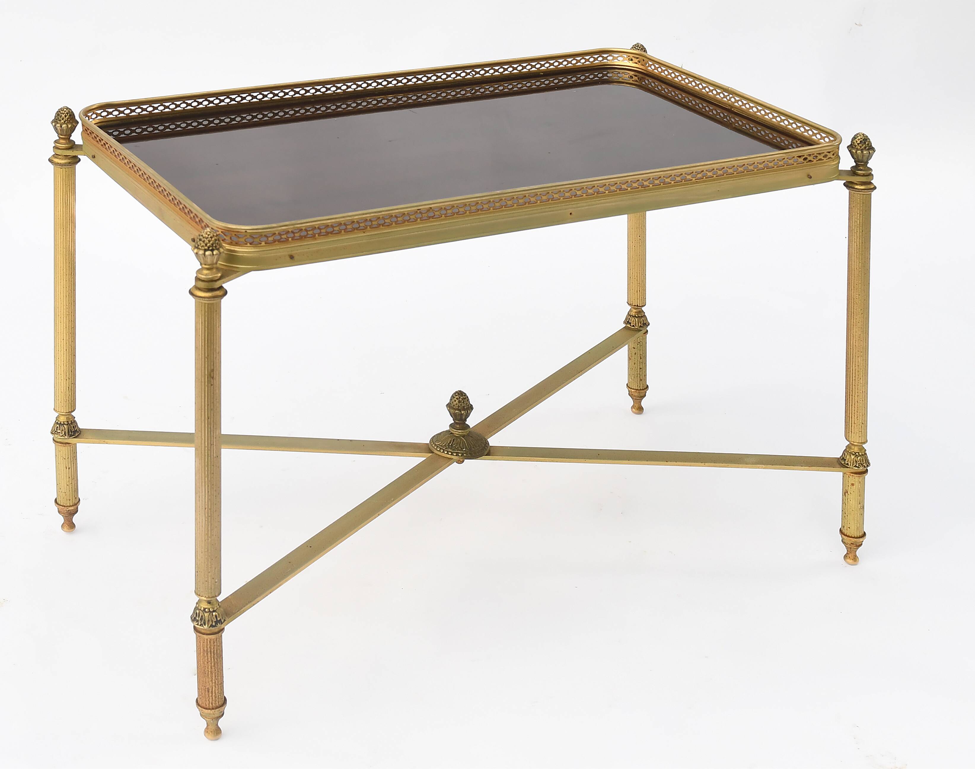 Vintage coffee table in gilded brass and formica top
