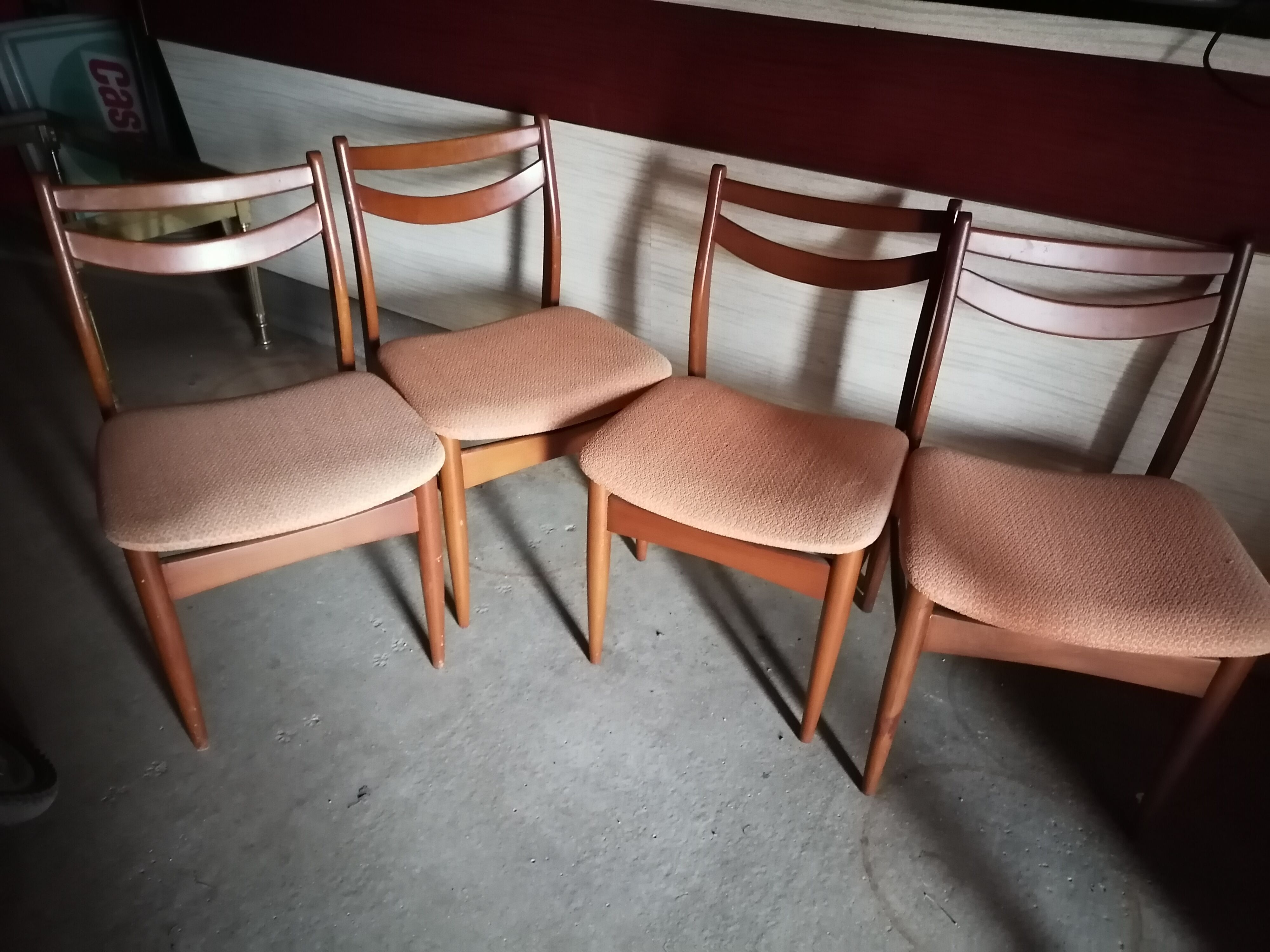 Set of 4 Scandinavian teak chairs 1960 fabric