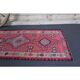 Vintage Turkish Oushak Handmade Wool Cotton Pink Runner Rug 81x337