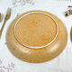 2 amber ceramic fondue plates made in france 1970