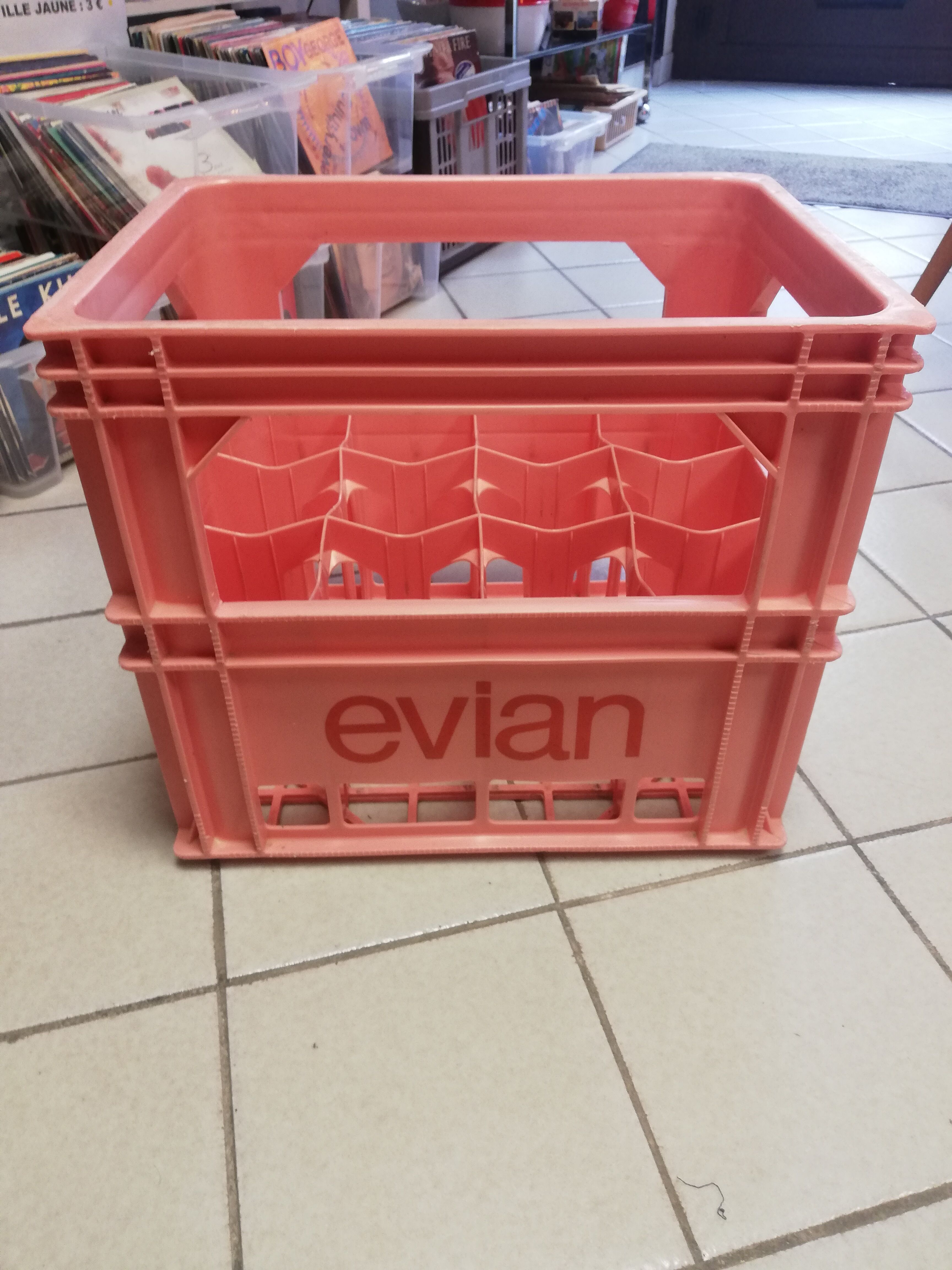 Evian bottle rack