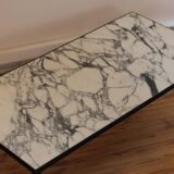Rectangular coffee table in black lacquered metal and Arabescato marble