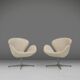 Set of two leather Swan chairs by Arne Jacobsen for Fritz Hansen