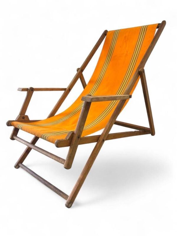 Chaise de jardin pliante vintage orange / chaise de plage