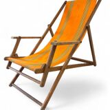 Vintage orange folding garden chair / beach chair