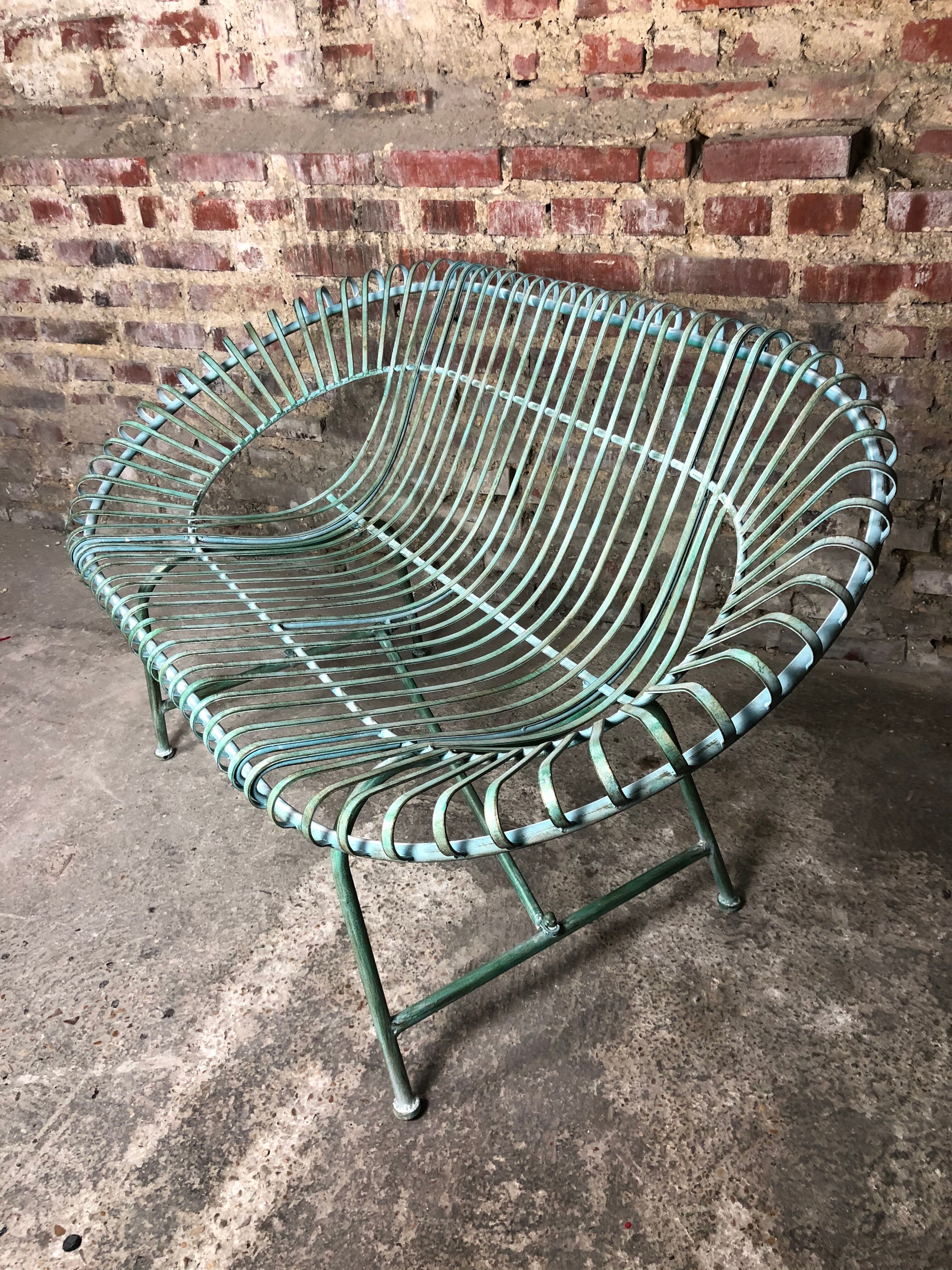 Green patinated iron garden bench