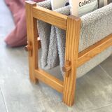Magazine holders in wood and fabric buckles, 1970