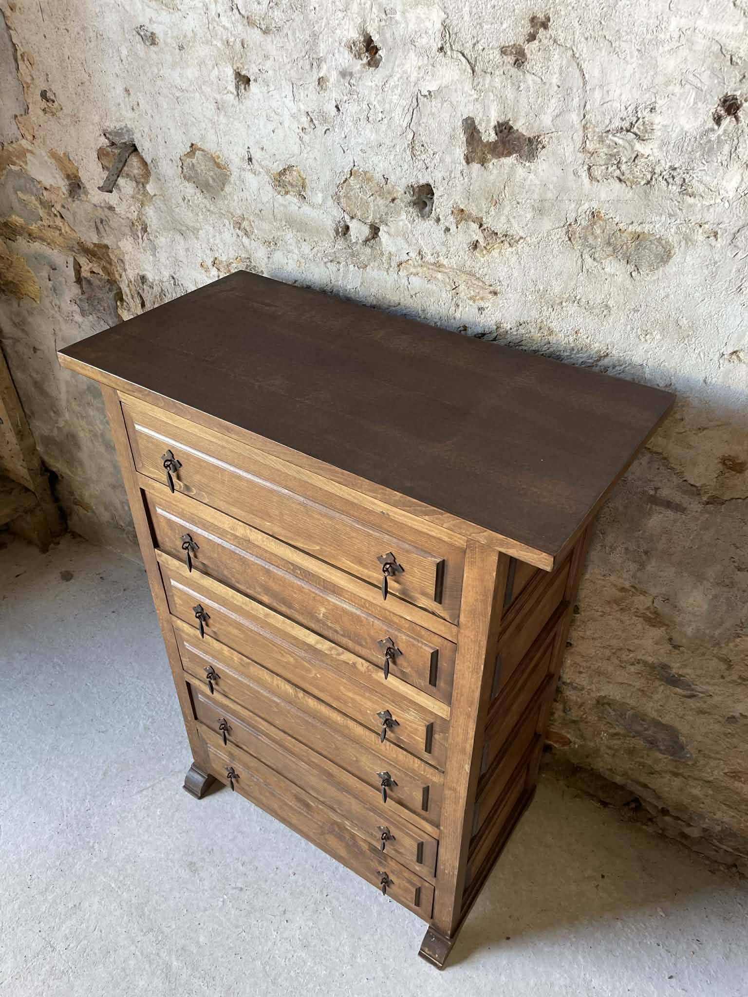 Scottish chest of drawers in olive wood – 6 drawers