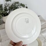 5 vintage earthenware dessert plates stamped Salins - Marli beige and white gingham