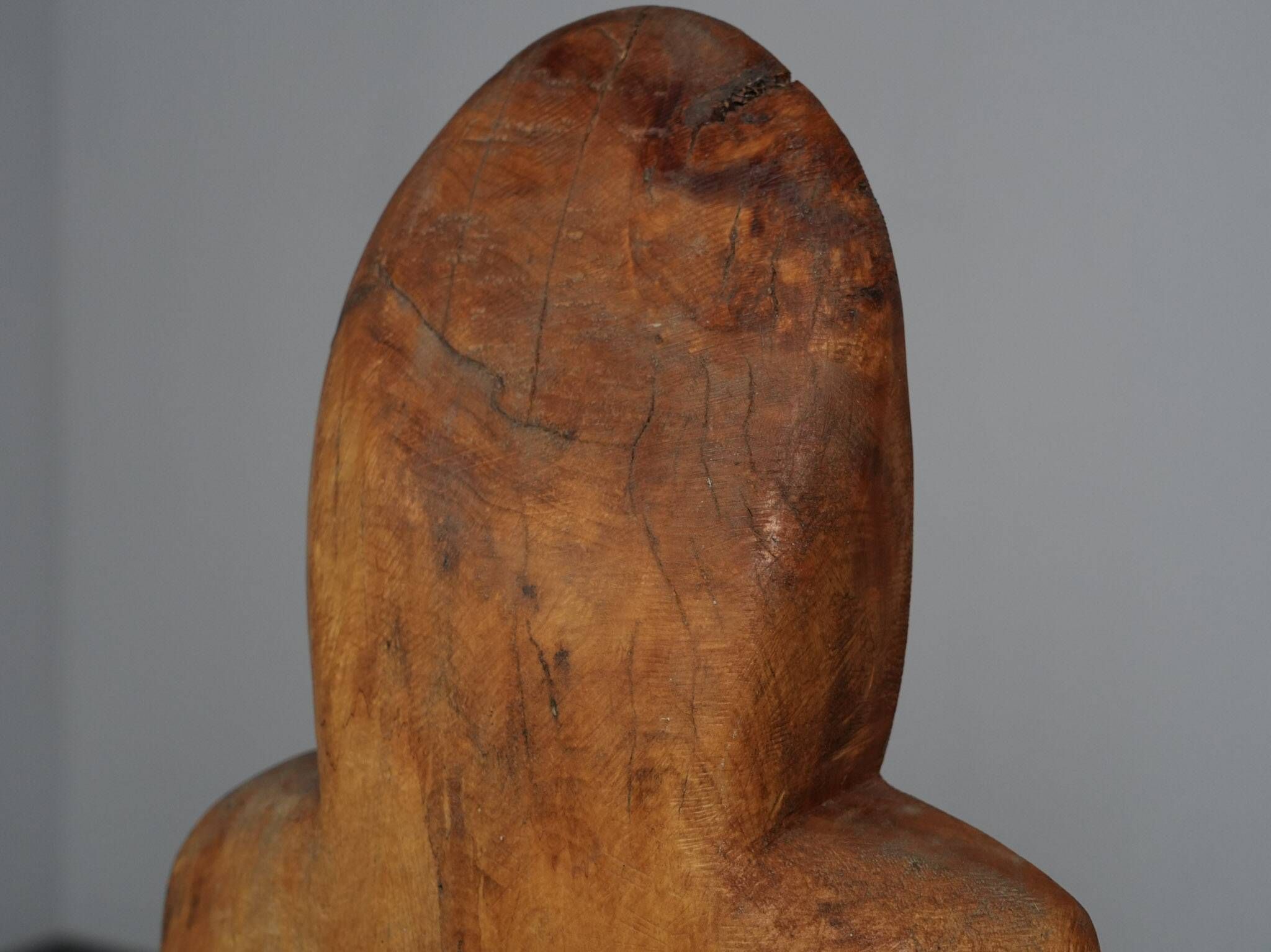 Carved wood sculpture group “Family” by Roland Lavianne, France, 1970s