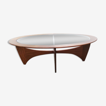 Oval Teak Astro Coffee Table with Glass Top by Victor Wilkins for G-Plan, 1960s