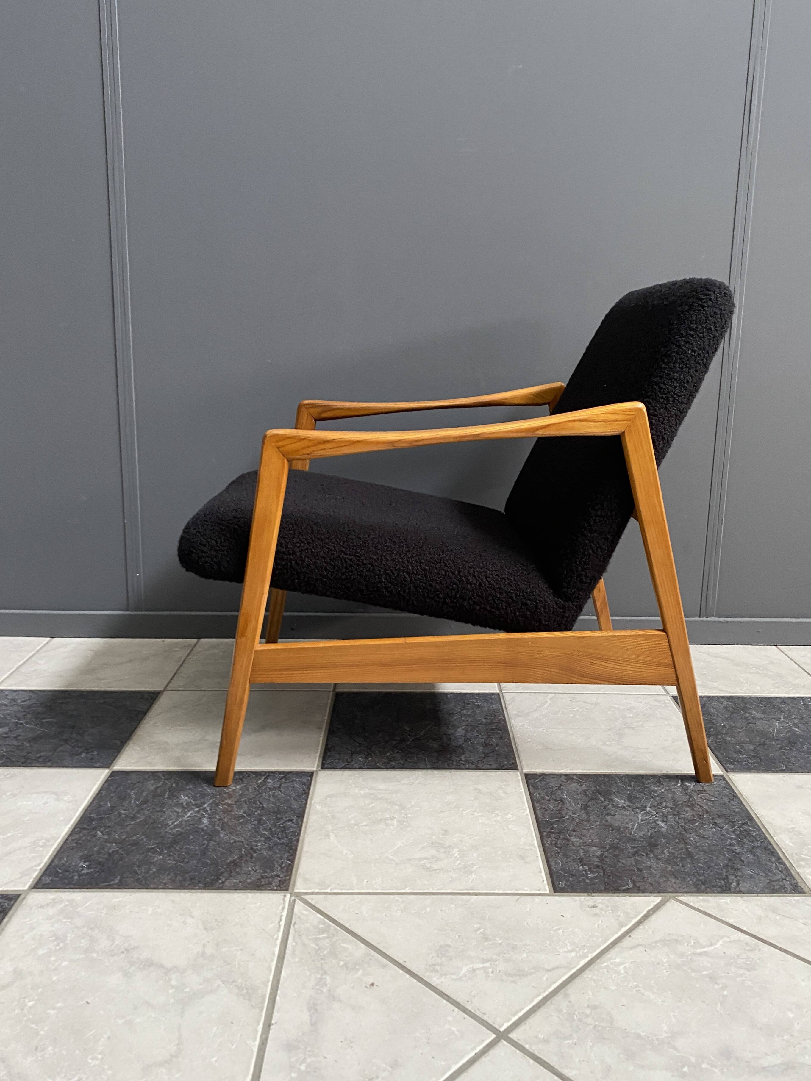 Black Boucle fabric chair 1970s