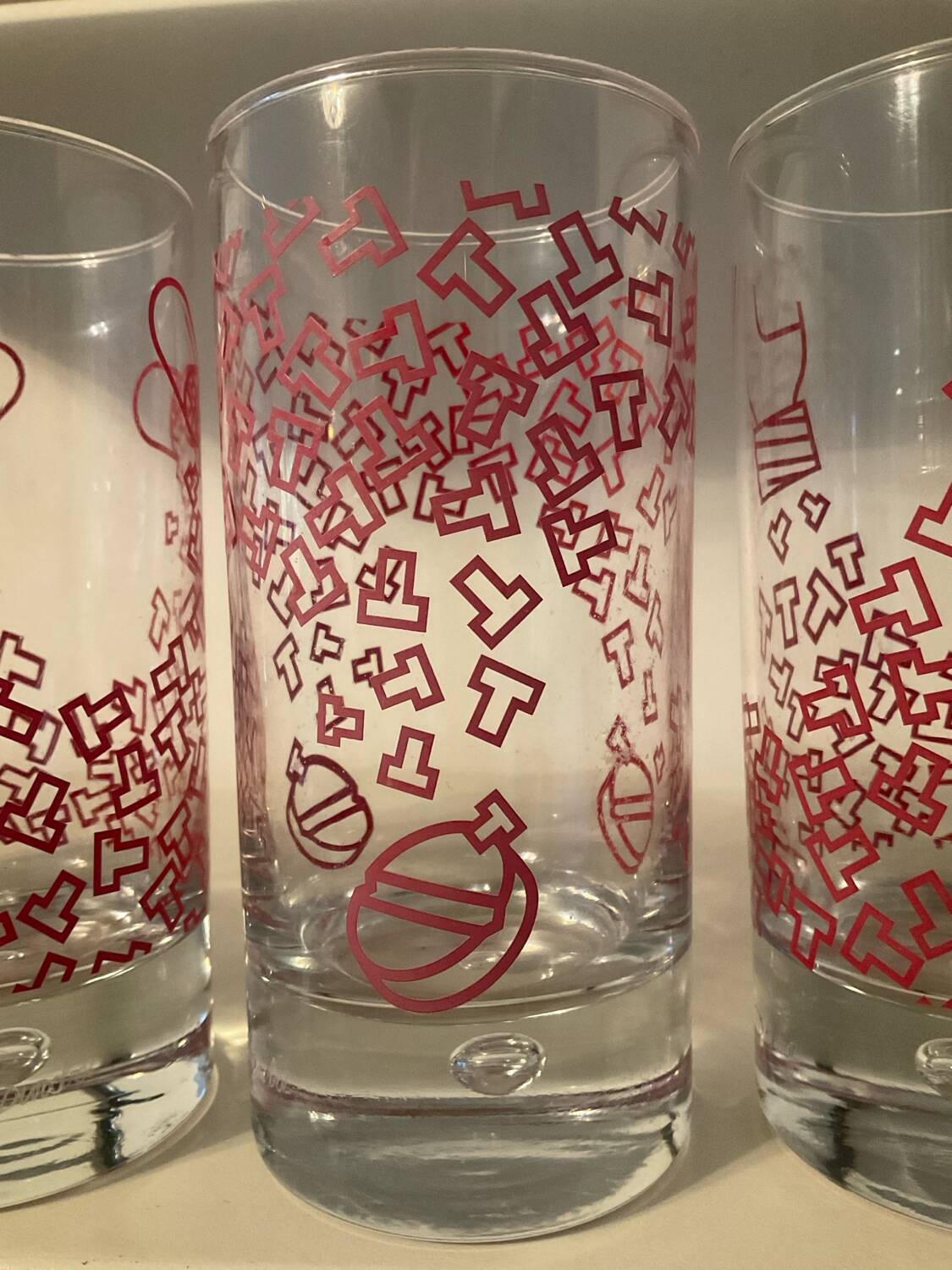 Set of 4 vintage Durobor glasses with bubble foot