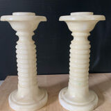 Pair of albatre candle holders