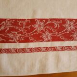 Damask cotton tablecloth - red bedding - Encrypted B.M - 50s