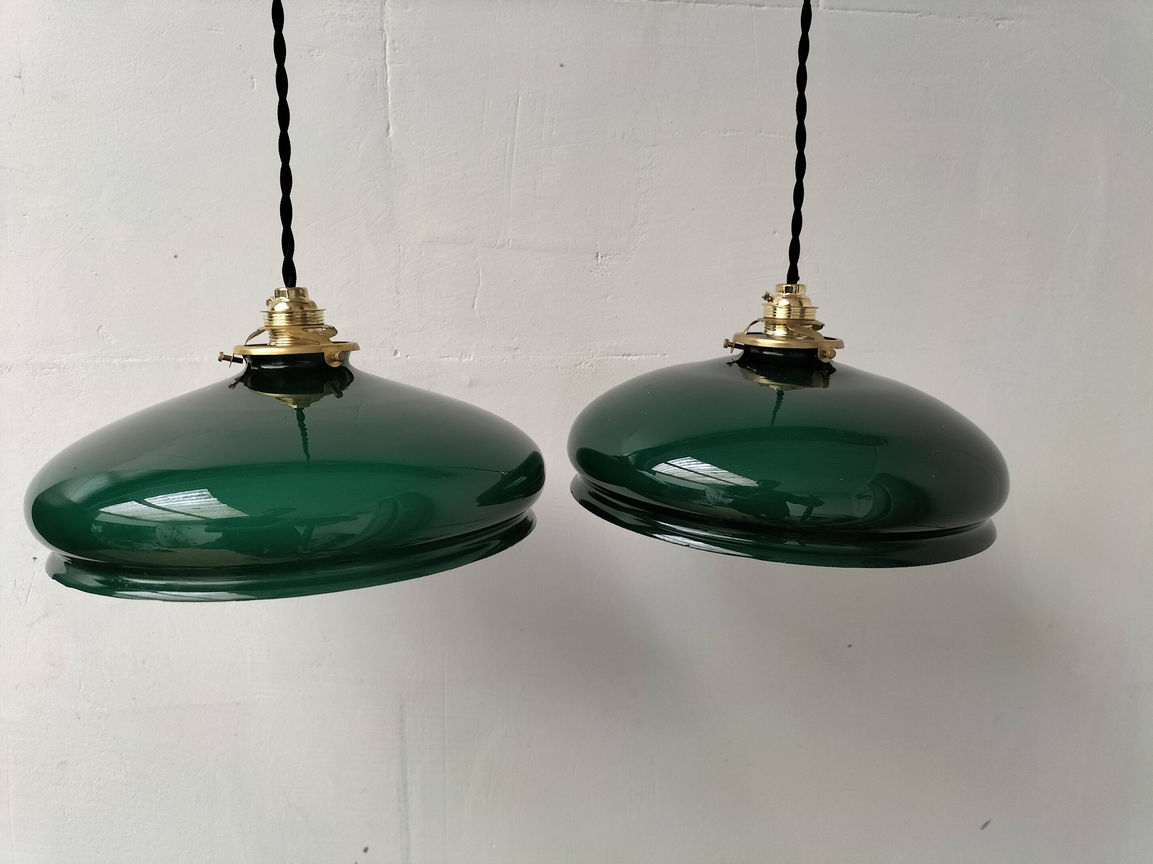Green opaline pendant lights