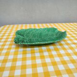 Plat en faïence de Sarreguemines feuille fougère XXe